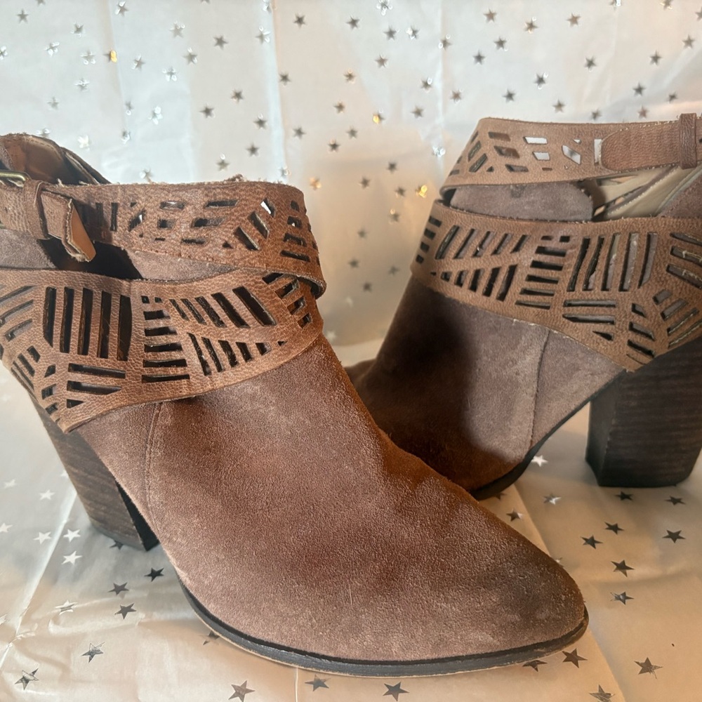Joe's Jeans Brown Suede Cut-Out Ankle Booties